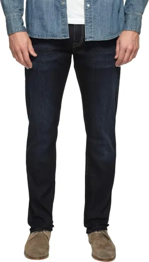 Mavi Marcus Men's Slim Straight Jeans, Dark Wash Jeans for Men, Rinse Brushed Williamsburg Dark Wash Men's Blue Jeans, 31W x 34L