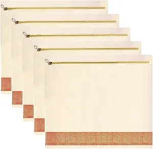 Mayatra's Organic Cotton Saree Storage Bags - Wardrobe Organizer With Zipper - 14 * 16 inches (Pack Of 5)