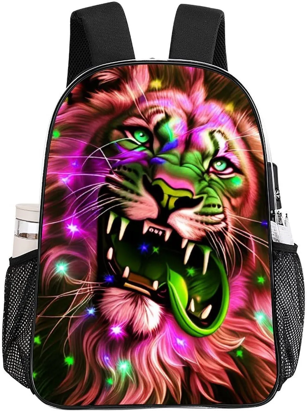 Men & Women Lightweight Lion Howling Art Casual Daypack Large Capacity Bookbag Transparent Bag for Gym Business Bicycle