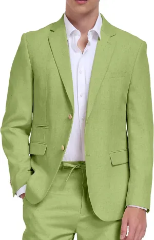 Men Linen Suits 2 Piece Summer Beach Suit Casual Holiday Outfits Lightweight Groomsmen Blazer Pants Set Wedding Prom Tuxedos