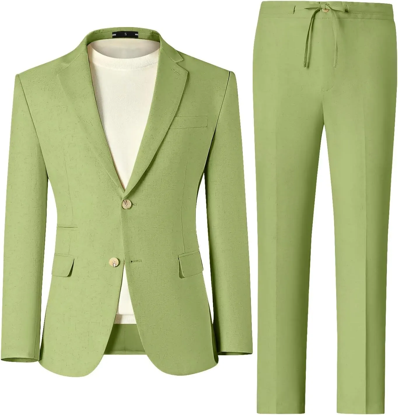 Men Linen Suits 2 Piece Summer Beach Suit Casual Holiday Outfits Lightweight Groomsmen Blazer Pants Set Wedding Prom Tuxedos