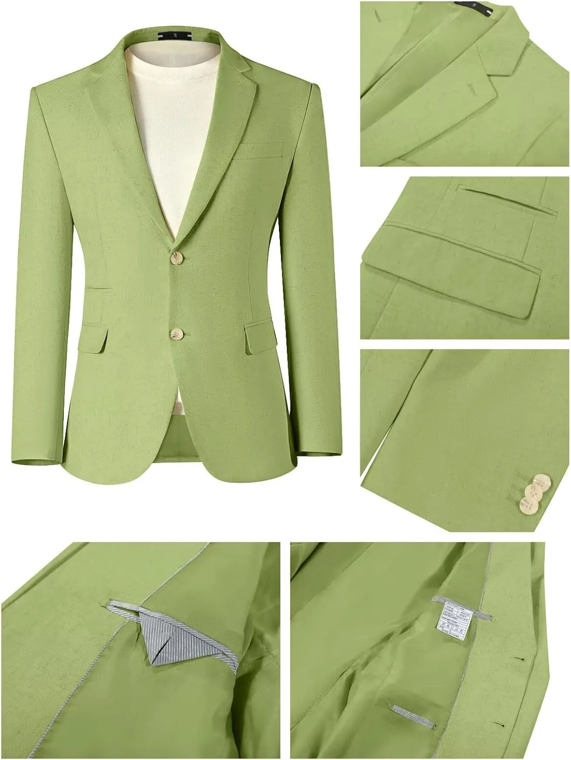 Men Linen Suits 2 Piece Summer Beach Suit Casual Holiday Outfits Lightweight Groomsmen Blazer Pants Set Wedding Prom Tuxedos