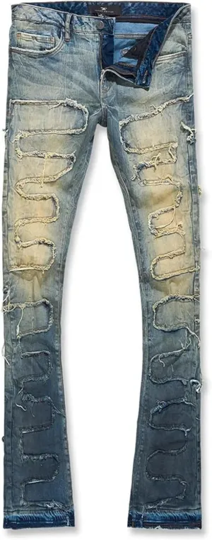 Men Python Denim Stacked Jeans (Vintage)