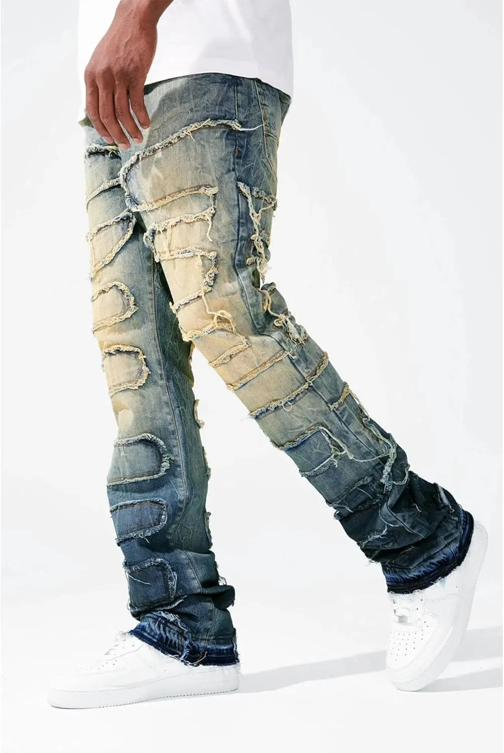 Men Python Denim Stacked Jeans (Vintage)