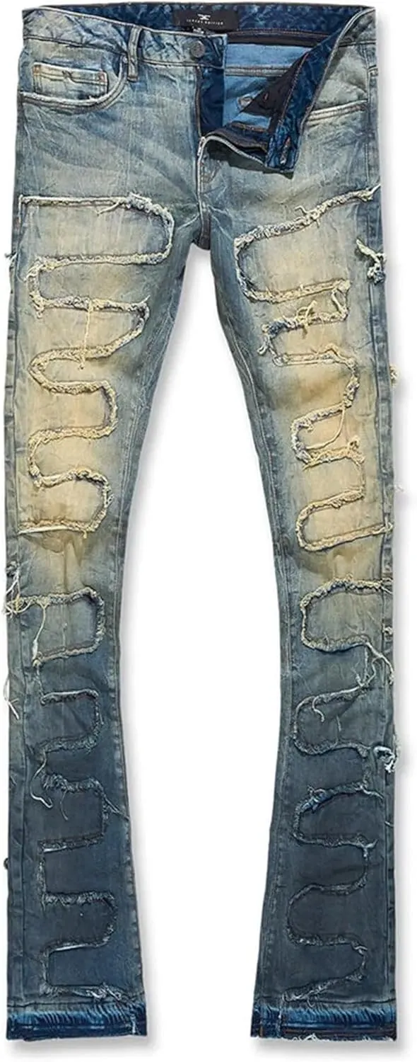 Men Python Denim Stacked Jeans (Vintage)