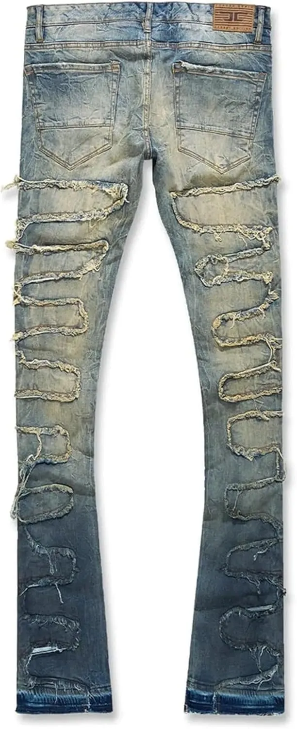 Men Python Denim Stacked Jeans (Vintage)