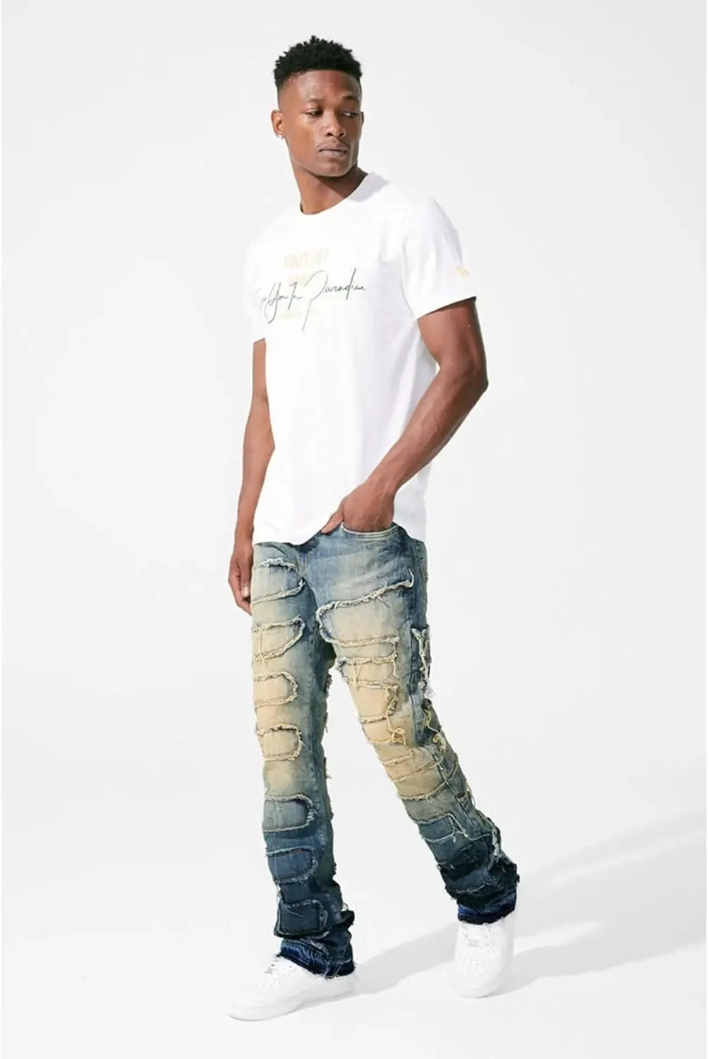 Men Python Denim Stacked Jeans (Vintage)
