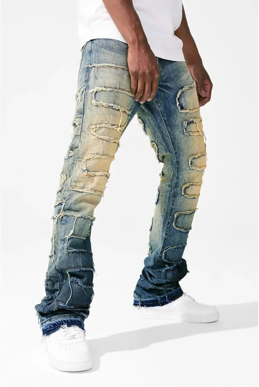 Men Python Denim Stacked Jeans (Vintage)