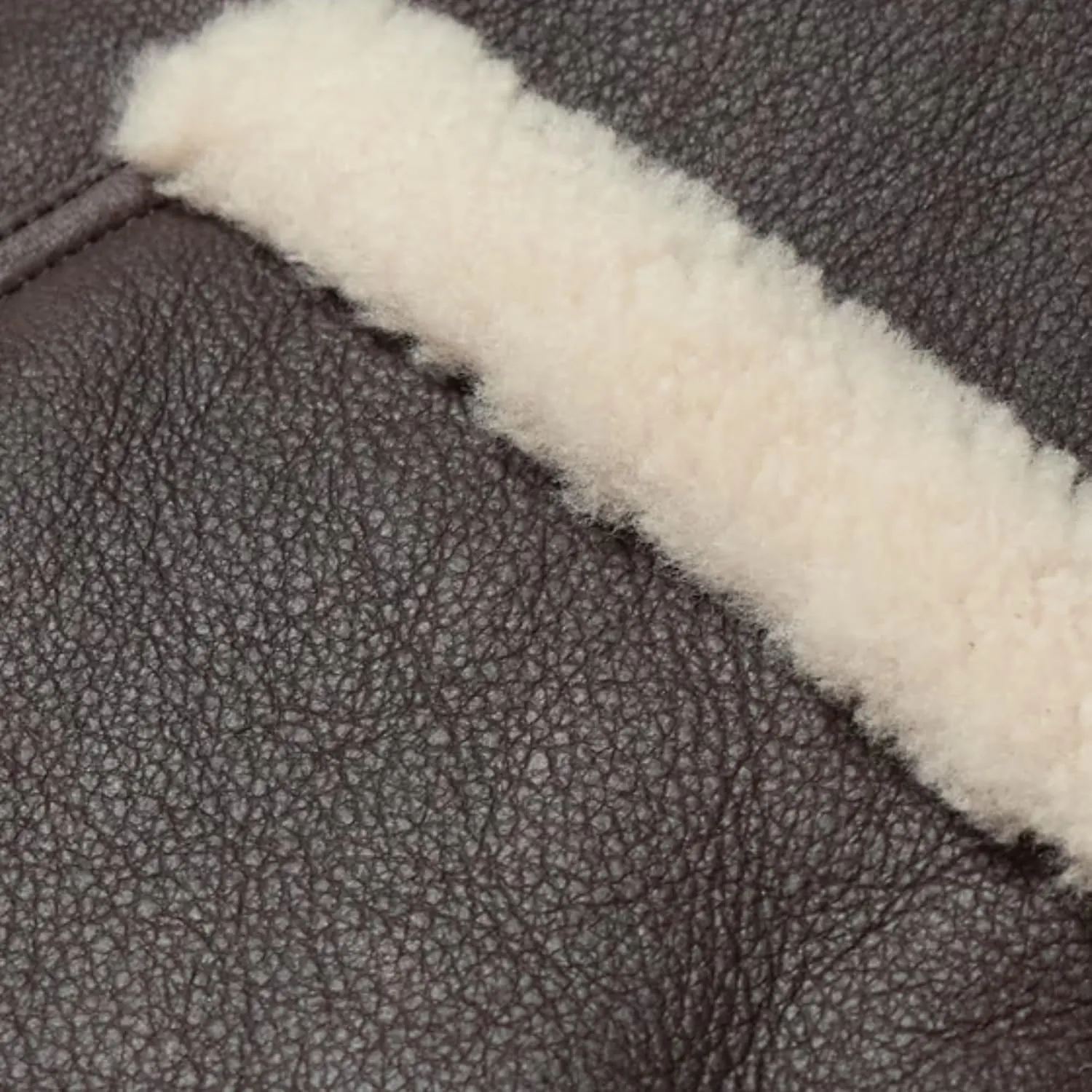 Men's 100% Sheepskin Leather Aviator Jacket - Brown, Full Zip, Artificial Fur Collar & Cuffs