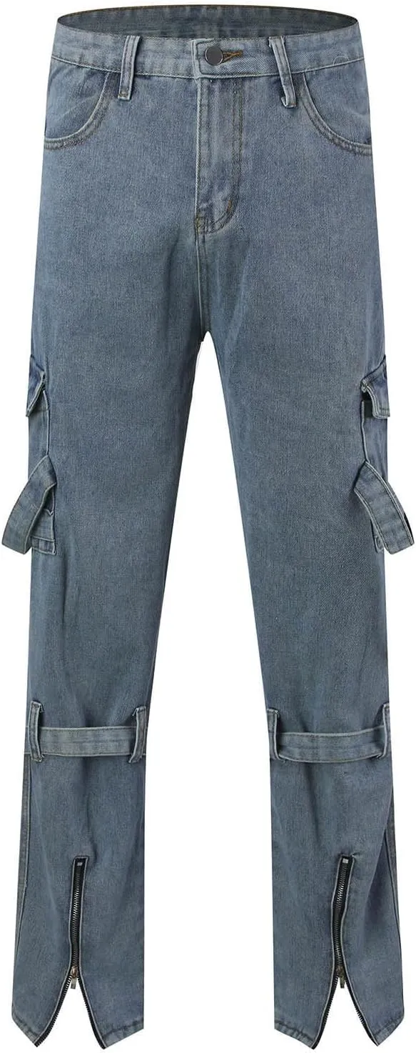 Mens Baggy Jeans for Men Y2k Skater Vintage Denim Pants Casual Wide Leg Jeans Loose Fit Denim Streetwear Hip Hop Jean