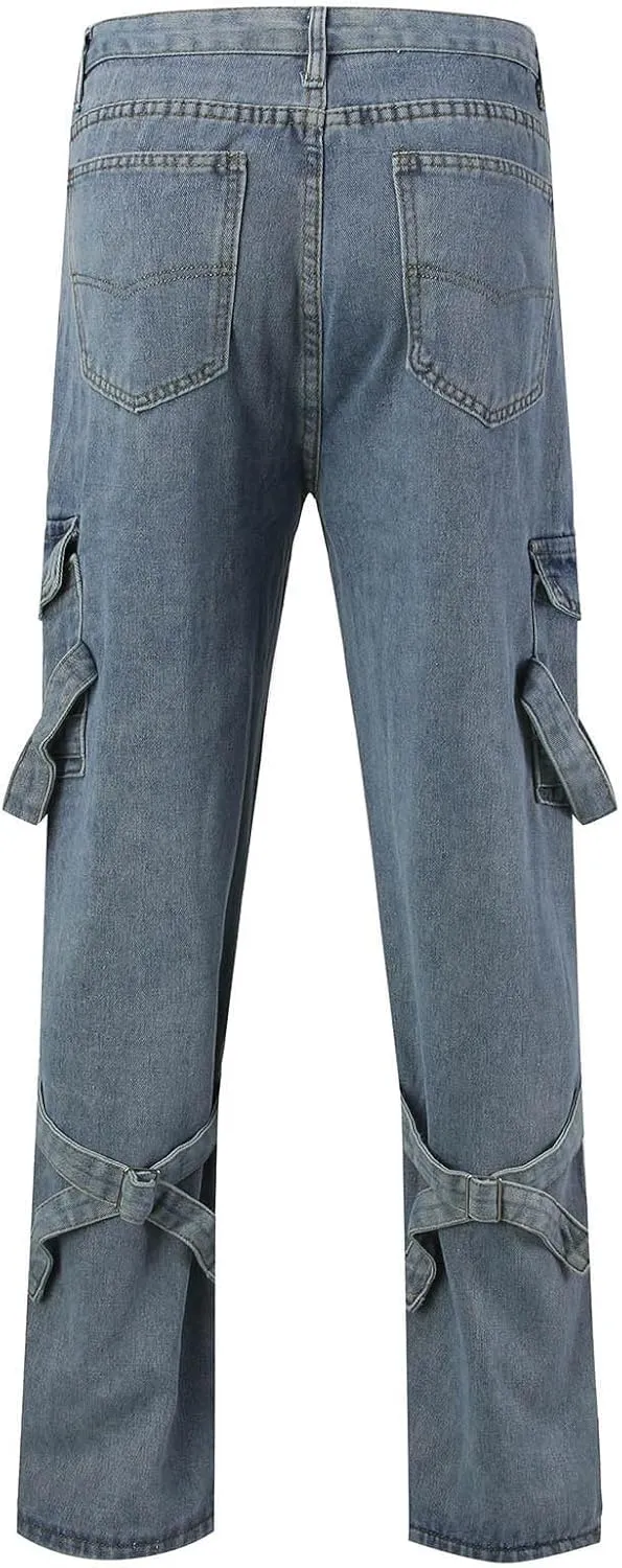 Mens Baggy Jeans for Men Y2k Skater Vintage Denim Pants Casual Wide Leg Jeans Loose Fit Denim Streetwear Hip Hop Jean