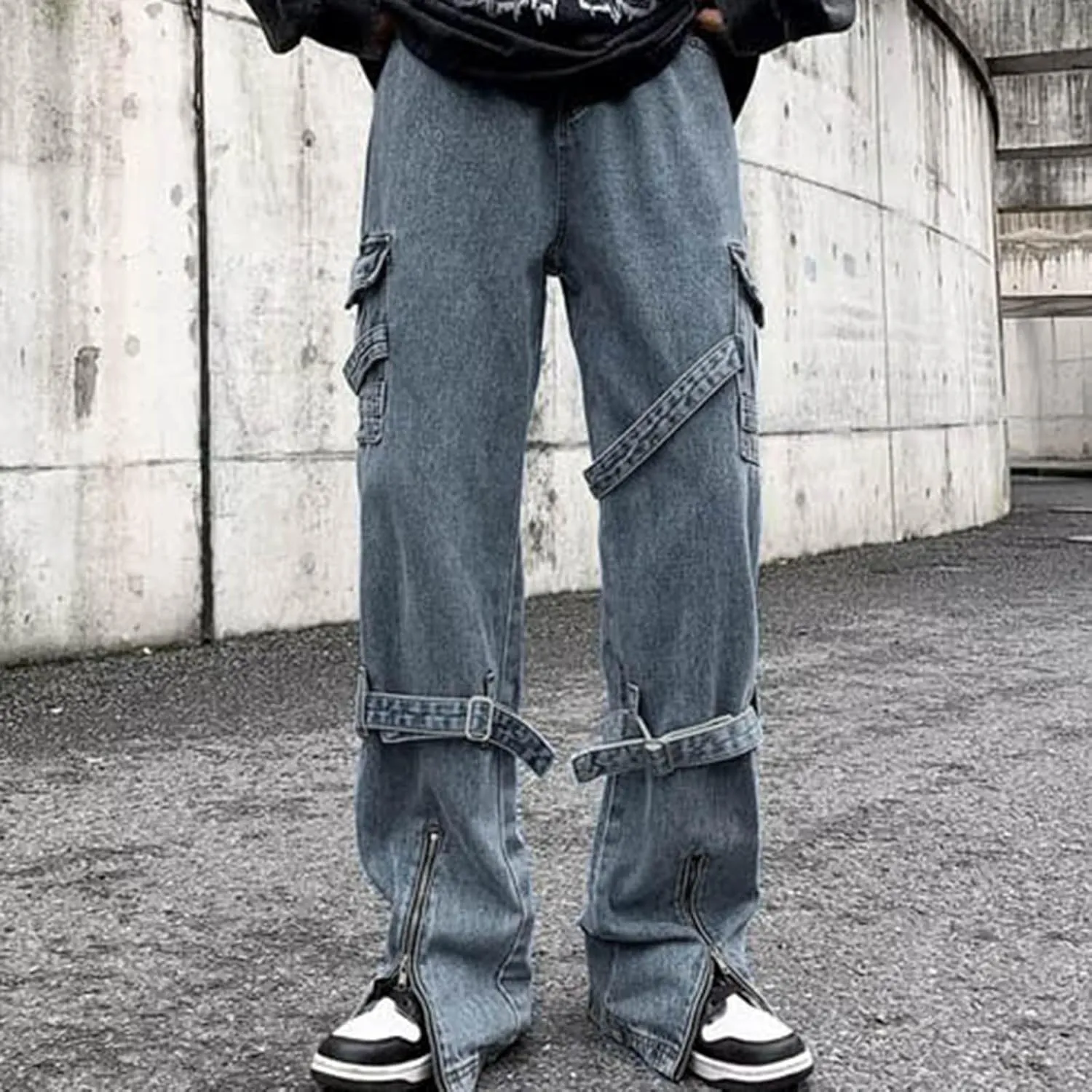 Mens Baggy Jeans for Men Y2k Skater Vintage Denim Pants Casual Wide Leg Jeans Loose Fit Denim Streetwear Hip Hop Jean