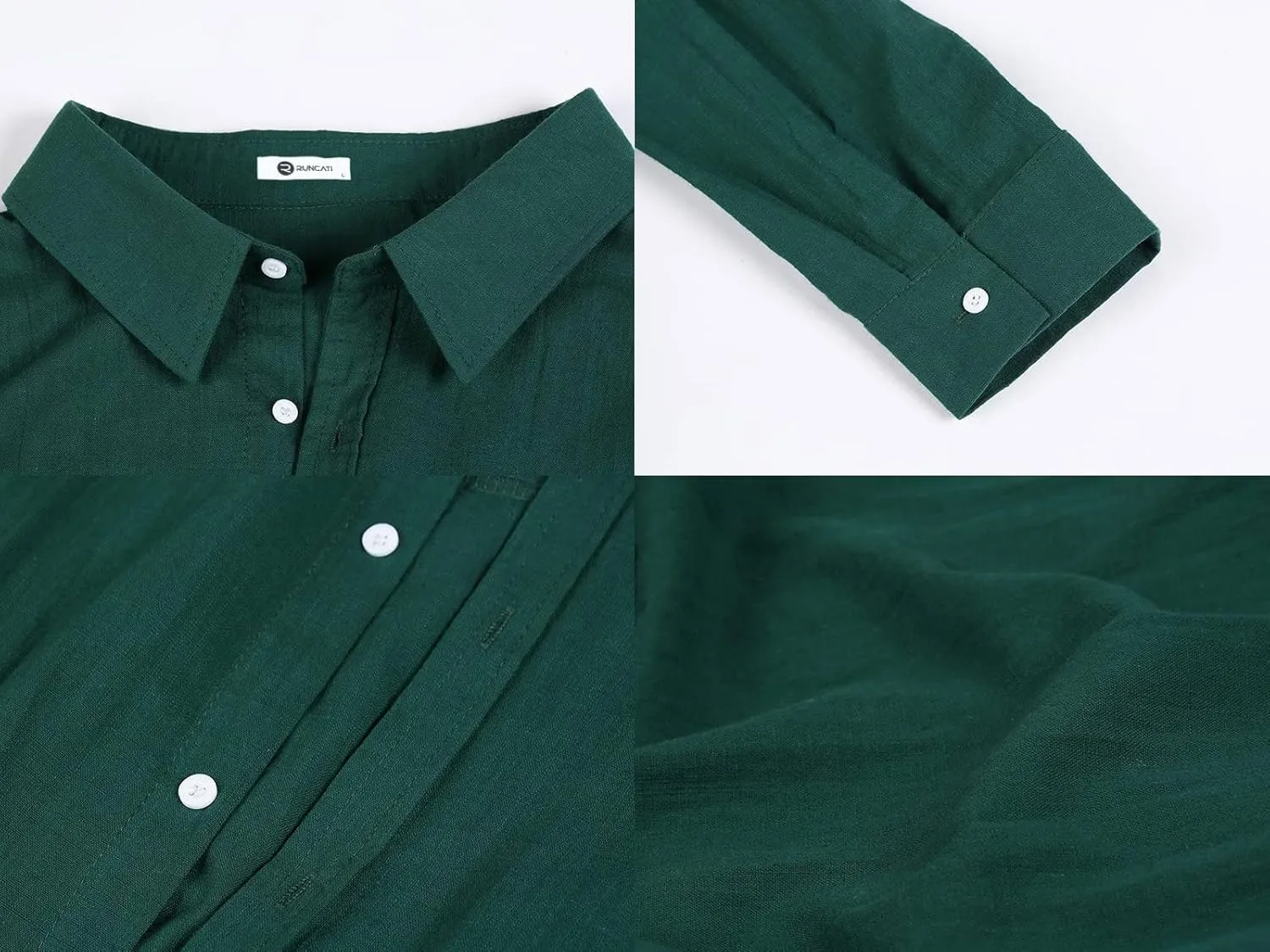Mens Button Up Shirts Long Sleeve Linen Beach Casual Cotton Summer Lightweight Tops