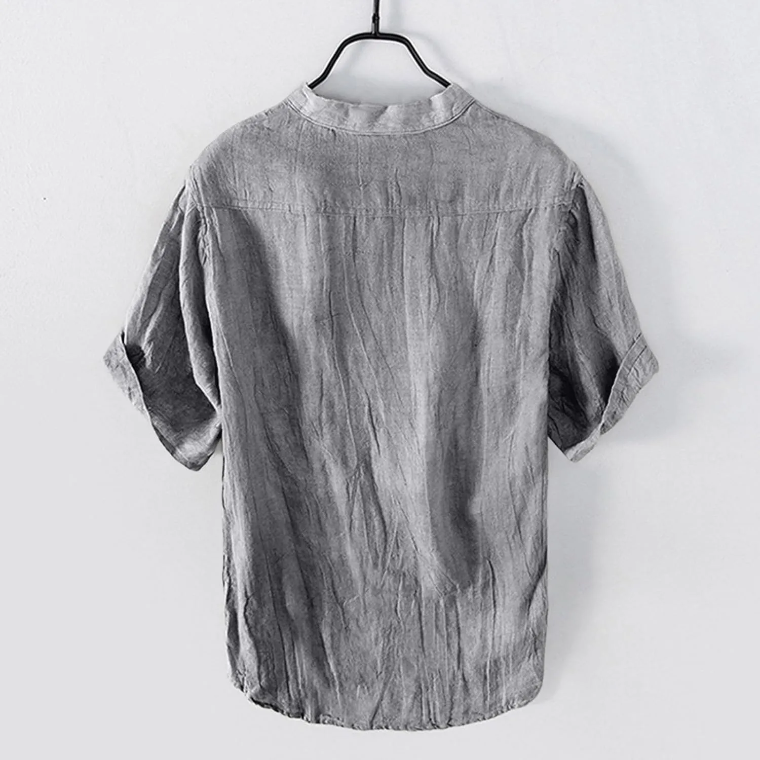 Mens Casual Shirts Short Sleeve Casual Summer 2025 Basic T Shirts Button Down V Neck Vintage Lightweight Tee Tops