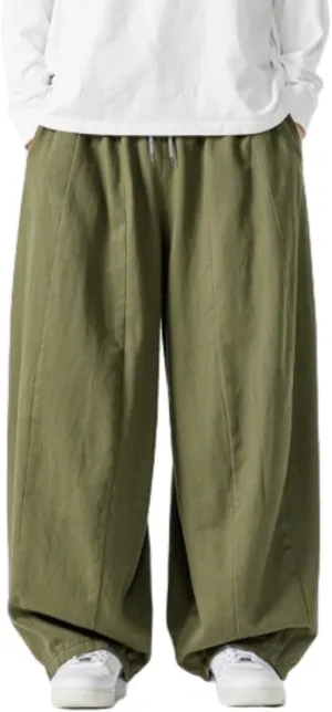 Mens Casual Wide Leg Pants Solid Lounge Oversized Loose Jogging Harem Pants Drawstring Palazzo Trousers with Pockets