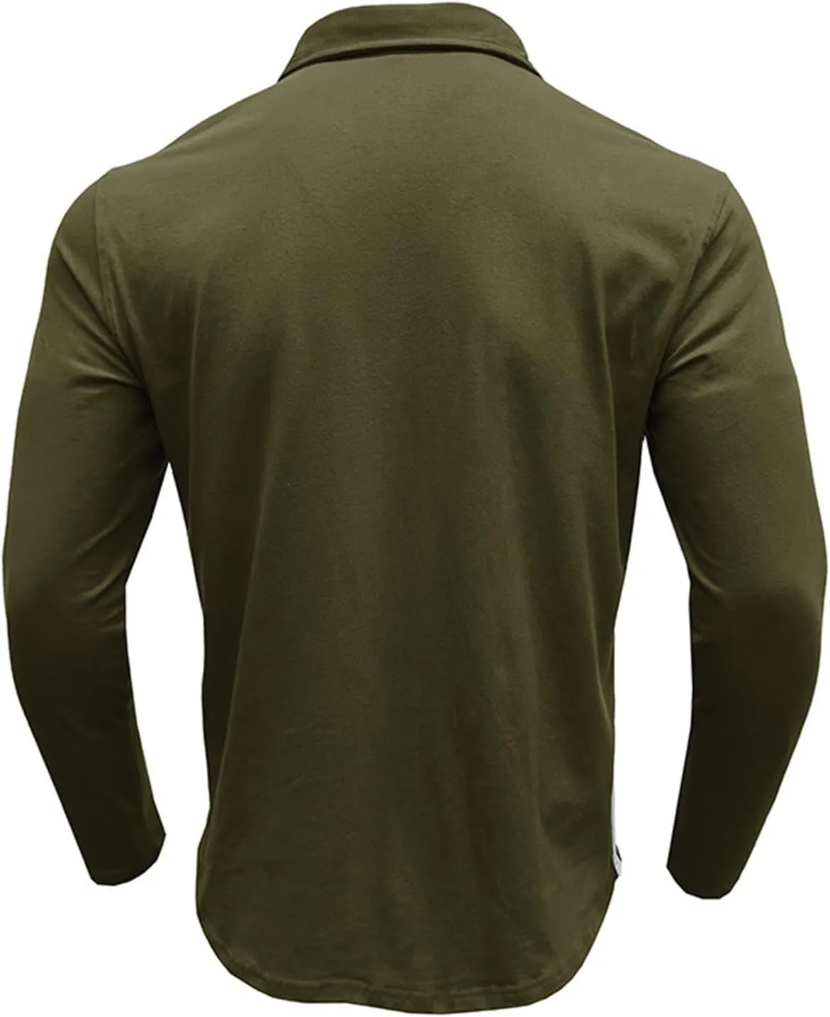 Men's Classic Casual Long Sleeve Shirts Cotton Polo Shirt with Pocket Vintage Solid Regular Fit Golf Tee Shirts