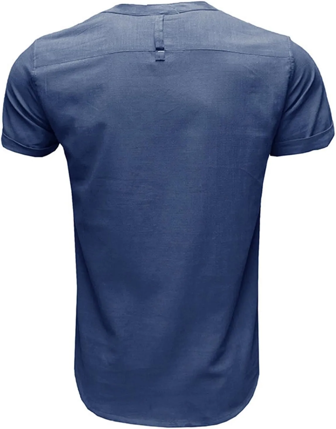 Men's Cotton Linen Henley Shirt Short Sleeve Casual Summer Beach Hippie T Shirts Band Collar Lightweight Hippie Tees