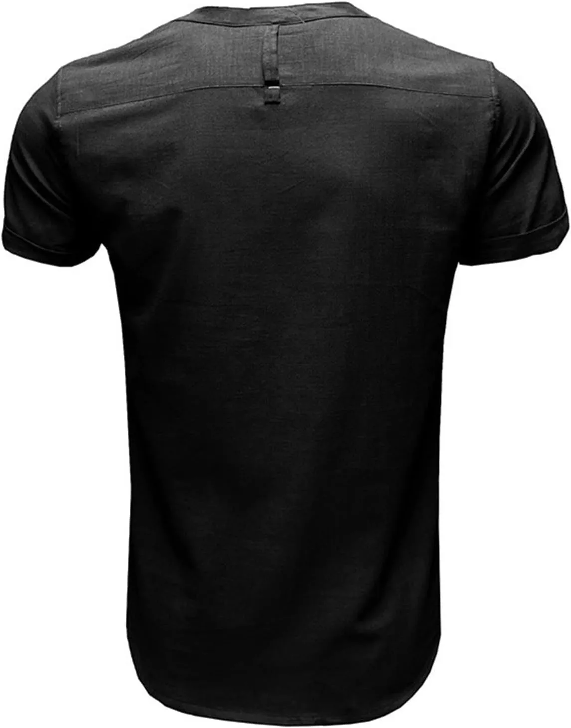 Men's Cotton Linen Henley Shirt Short Sleeve Casual Summer Beach Hippie T Shirts Band Collar Lightweight Hippie Tees