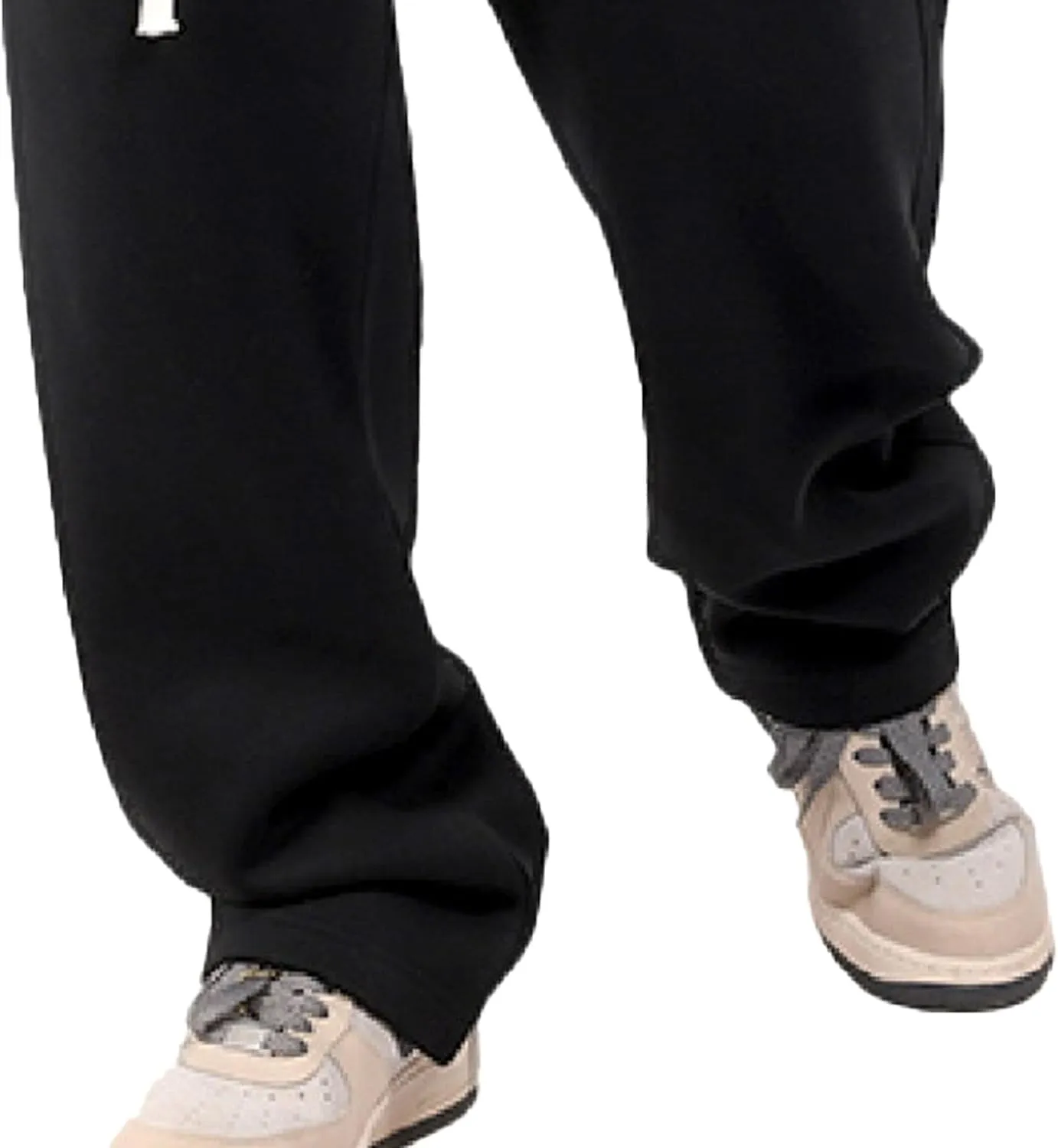 Men's Cotton Straight Leg Workout Pants Loose Fit Solid Drawstring Trousers Casual Athletic Outdoor Fall Pants