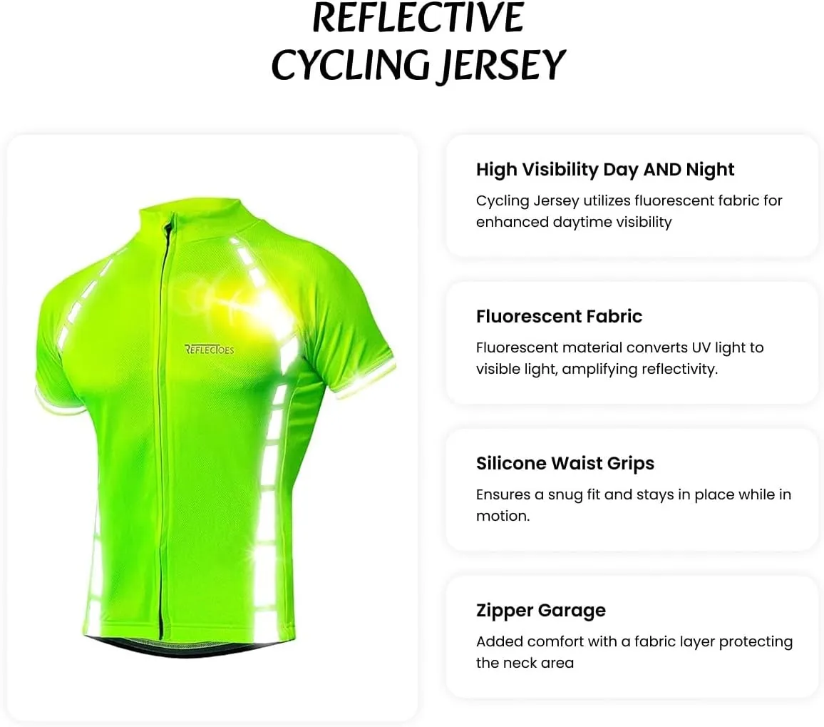 Men's Cycling Jersey High-Visibility – Reflective Shirt, Breathable, Moisture-Wicking Bike Shirt for Road Safety