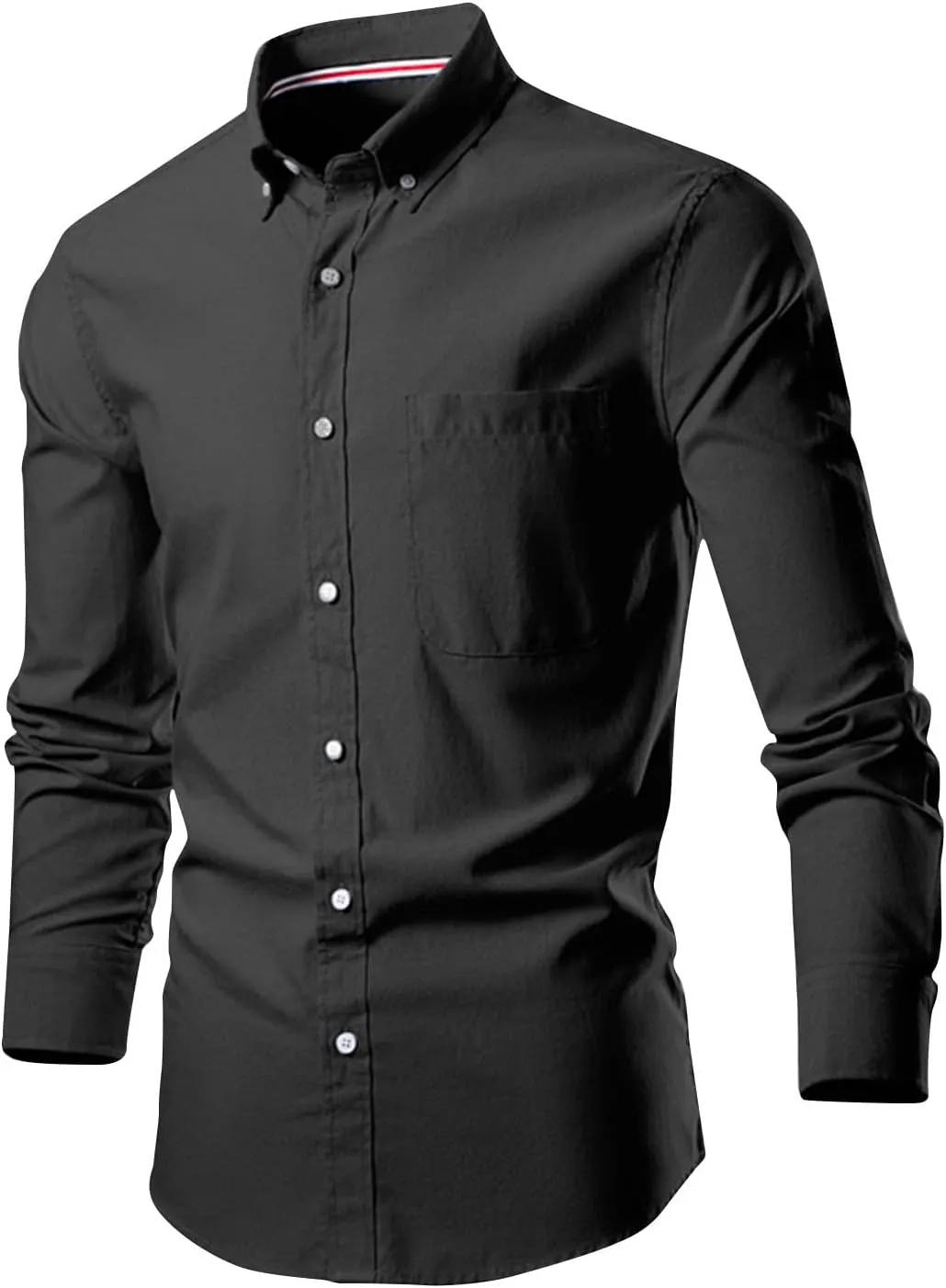 Men's Dress Shirts Causal Long Sleeve Solid Button Down Tshirts Office Work Collar Button Tee Tops Trendy Clothes