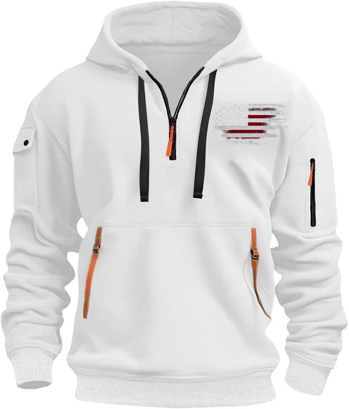 Mens Fall Jackets,Half Zip Hoodie Men Pullover Tactical Sweatshirt Vintage Long Sleeve Casual Hoodie with Pockets