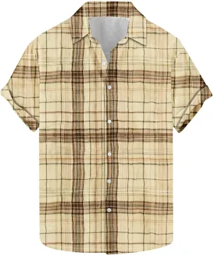 Mens Funky Hawaiian Bowling Shirts Holiday Vacation Shirt Button Down Vintage Hippie Tshirts Summer Tops