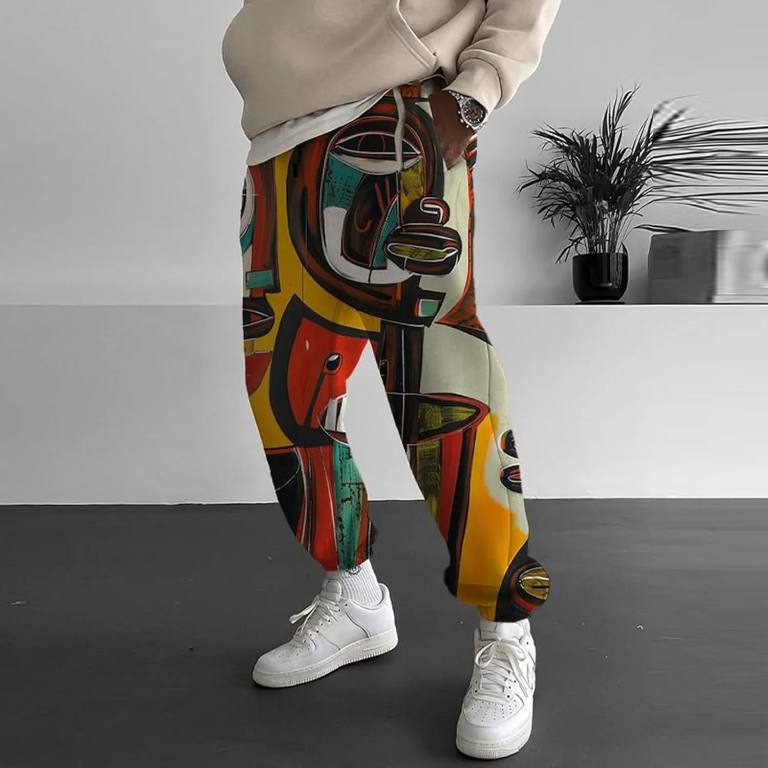 Mens Harem Pants Loose Waist Casual Hippie Pants Sweatpants Mens Hip Hop Harem Pants Martial Arts Pants Kung Fu
