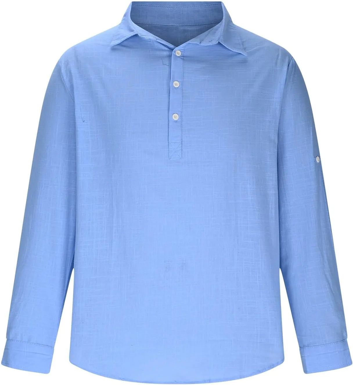 Men's Linen Polos Shirts Long Sleeve Hippie Casual Beach T-Shirt Casual Regular Fit Golf Shirt with Collar