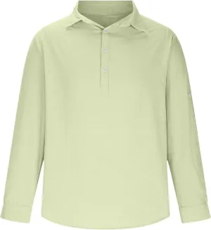 Men's Linen Polos Shirts Long Sleeve Hippie Casual Beach T-Shirt Casual Regular Fit Golf Shirt with Collar