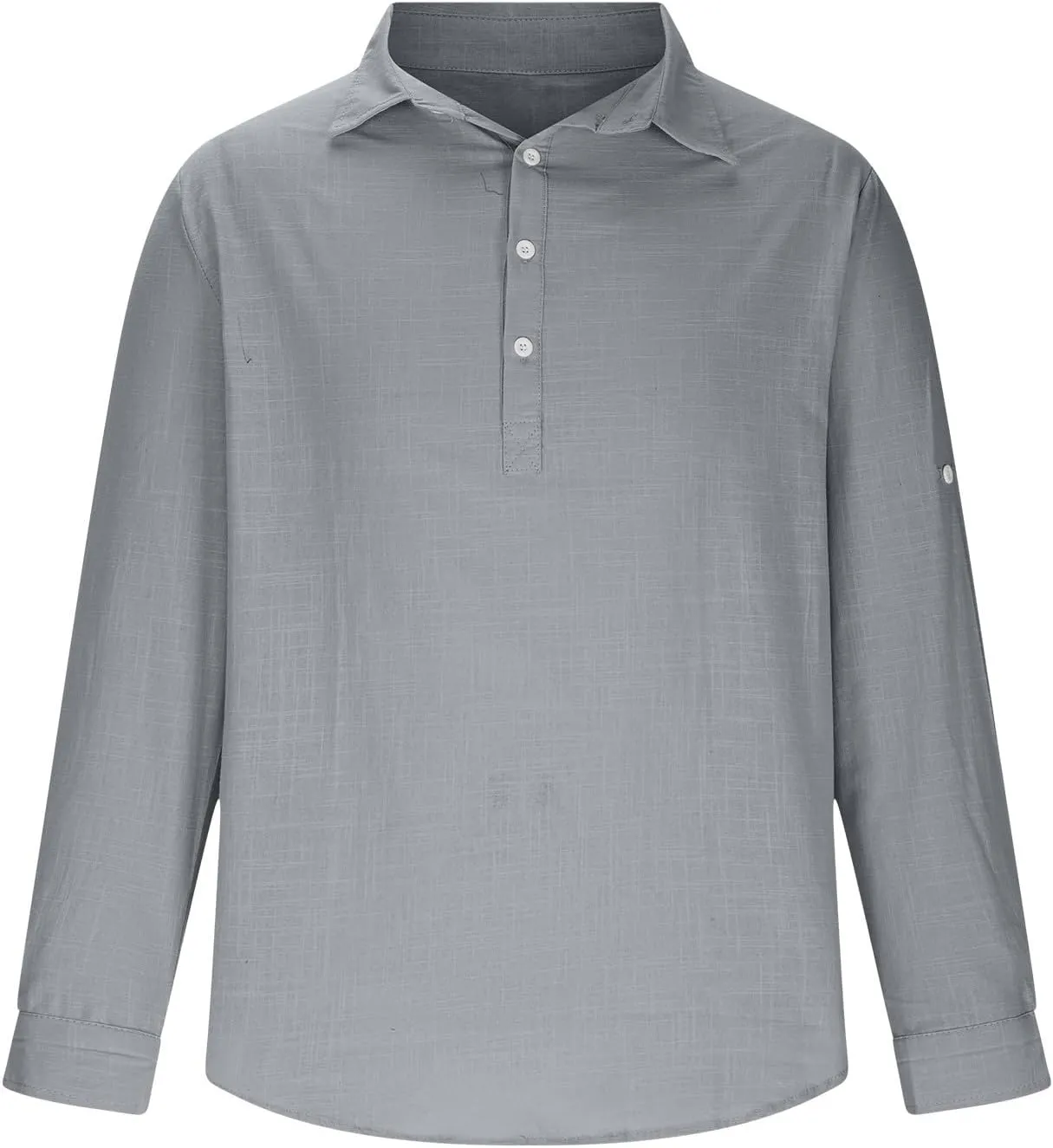 Men's Linen Polos Shirts Long Sleeve Hippie Casual Beach T-Shirt Casual Regular Fit Golf Shirt with Collar