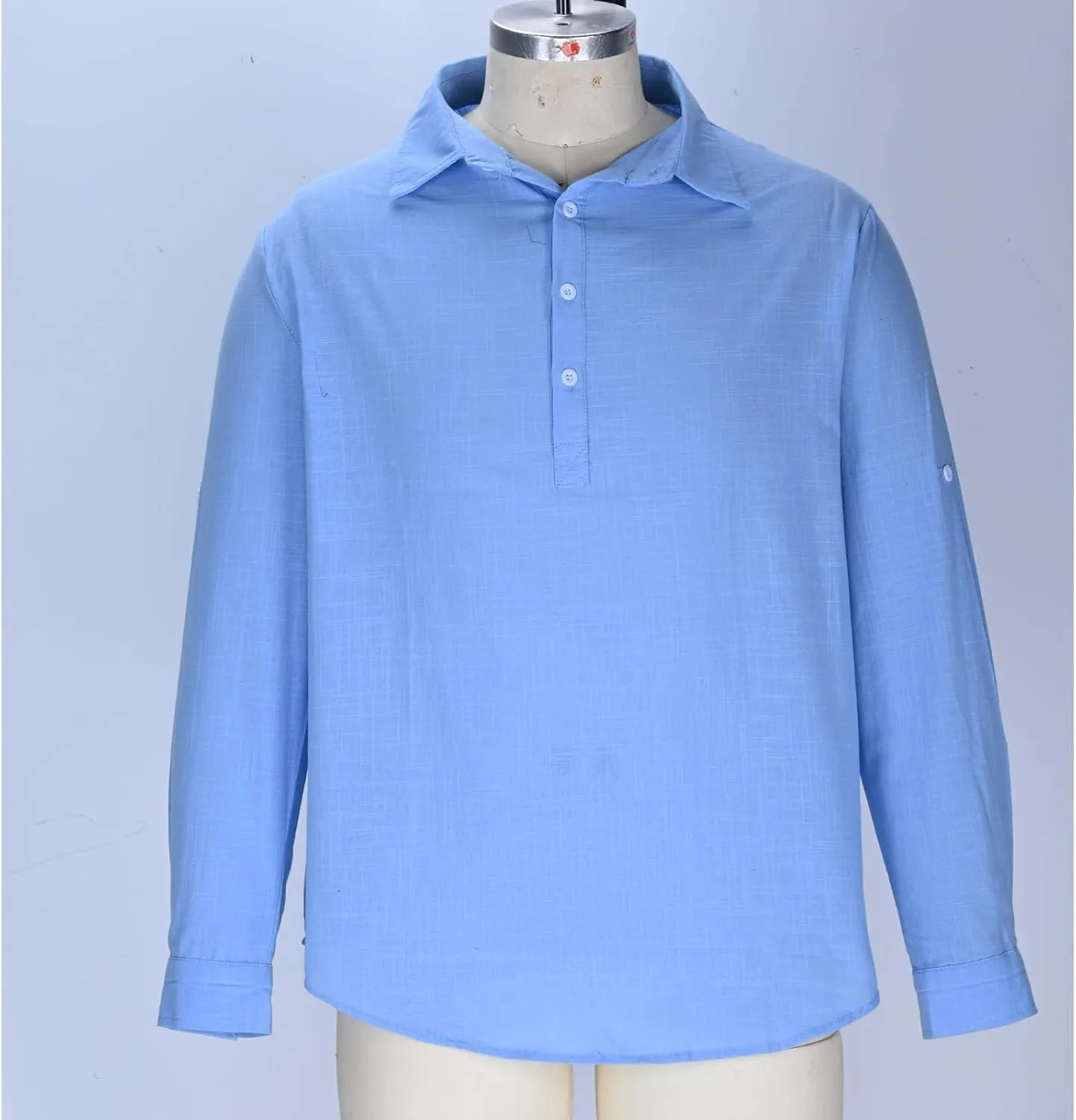 Men's Linen Polos Shirts Long Sleeve Hippie Casual Beach T-Shirt Casual Regular Fit Golf Shirt with Collar