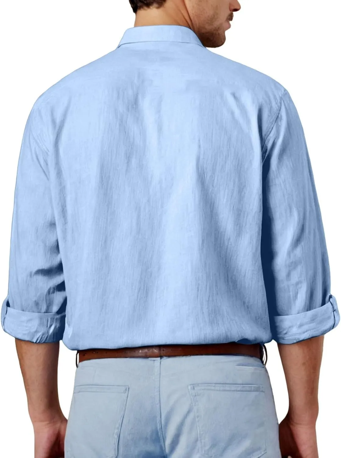 Men's Linen Shirts Short Sleeve Casual Shirts Button Down Shirt for Men Beach Summer Shirt with Pockets Linen Tops