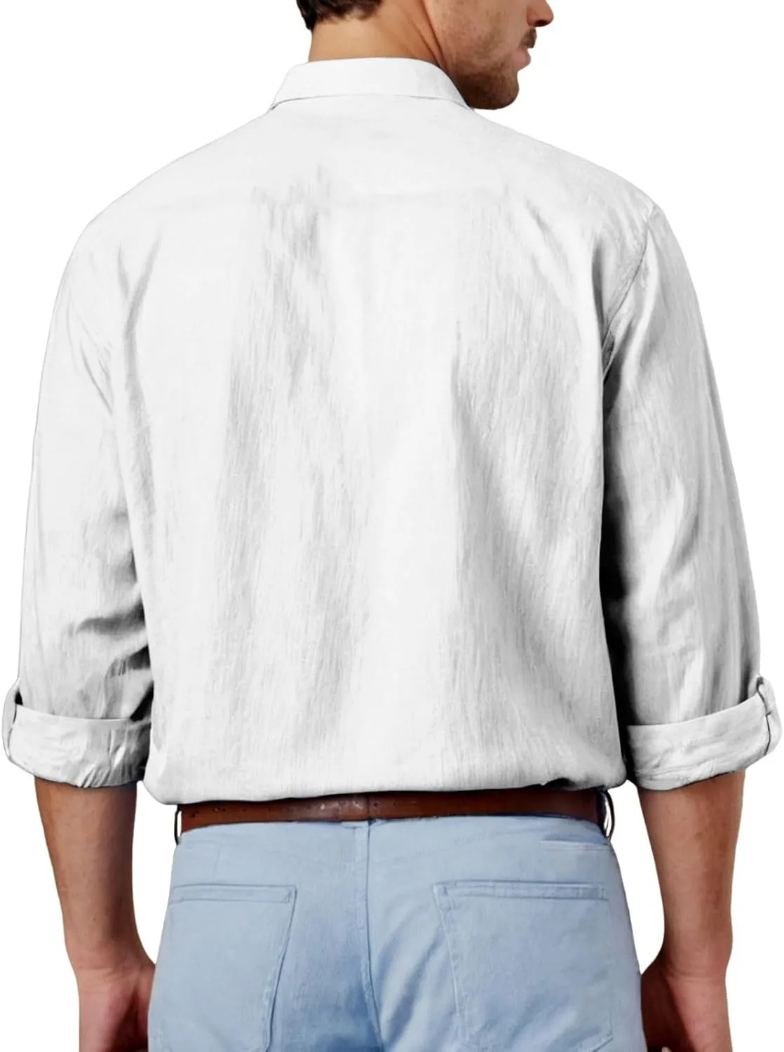 Men's Linen Shirts Short Sleeve Casual Shirts Button Down Shirt for Men Beach Summer Shirt with Pockets Linen Tops