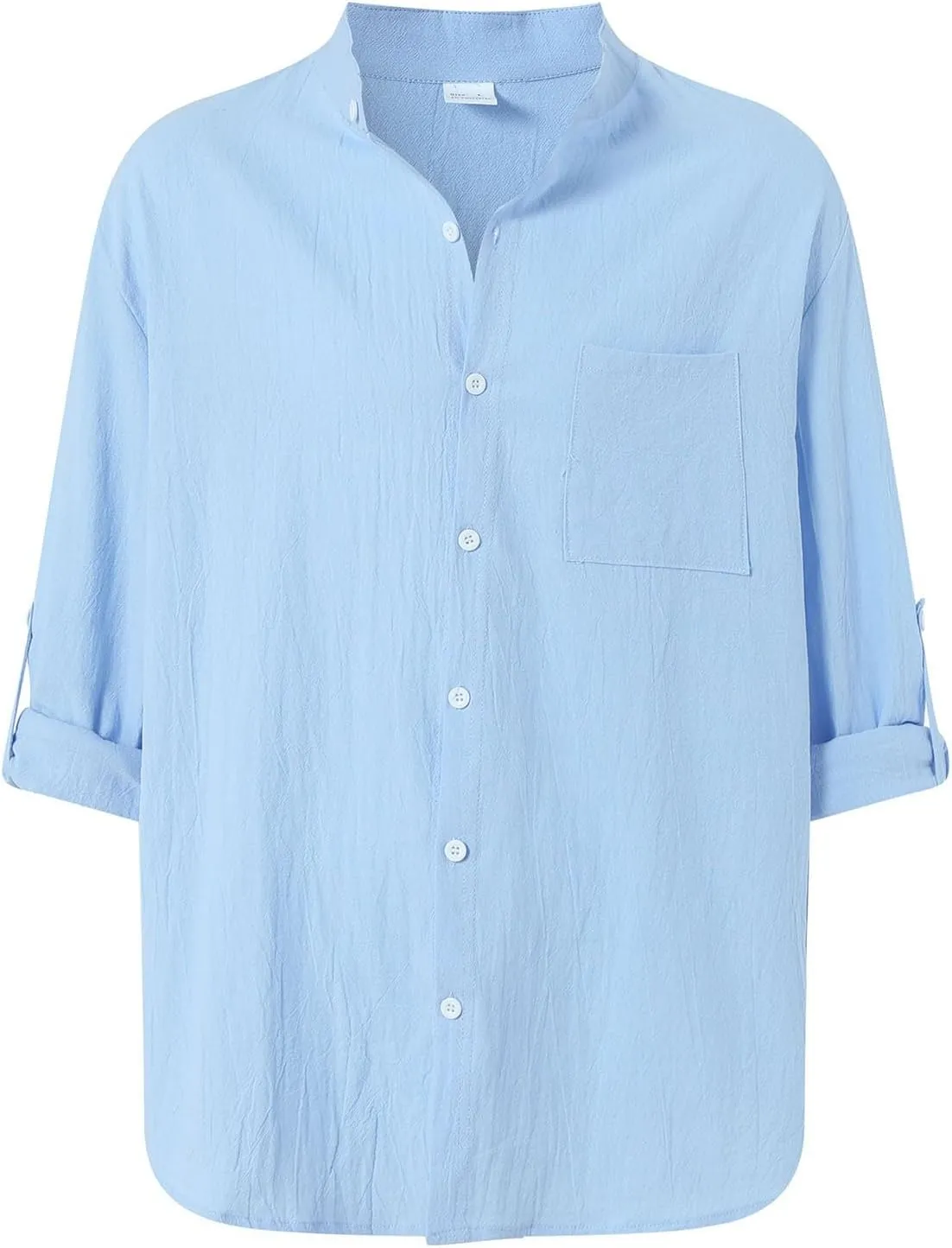 Men's Linen Shirts Short Sleeve Casual Shirts Button Down Shirt for Men Beach Summer Shirt with Pockets Linen Tops