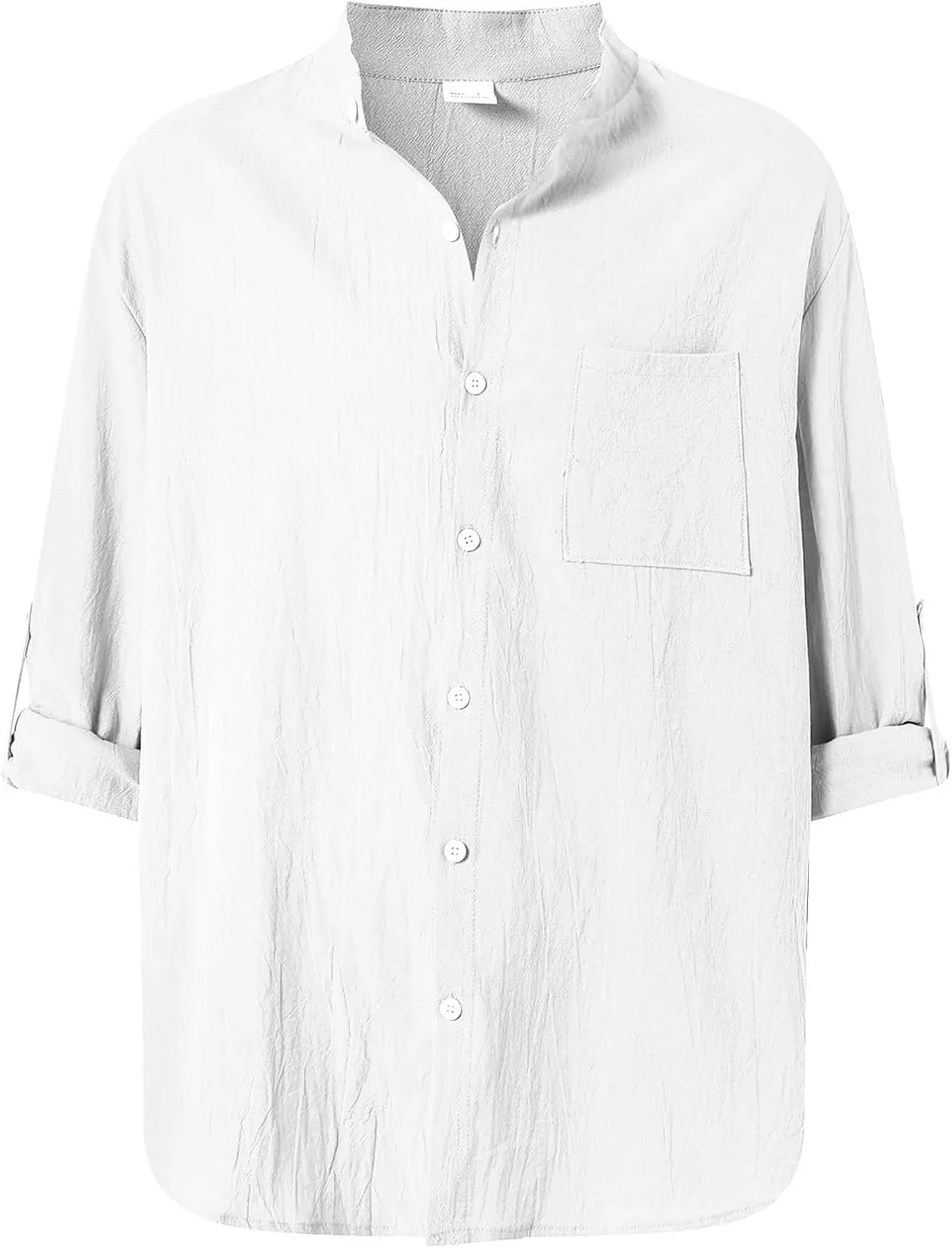 Men's Linen Shirts Short Sleeve Casual Shirts Button Down Shirt for Men Beach Summer Shirt with Pockets Linen Tops