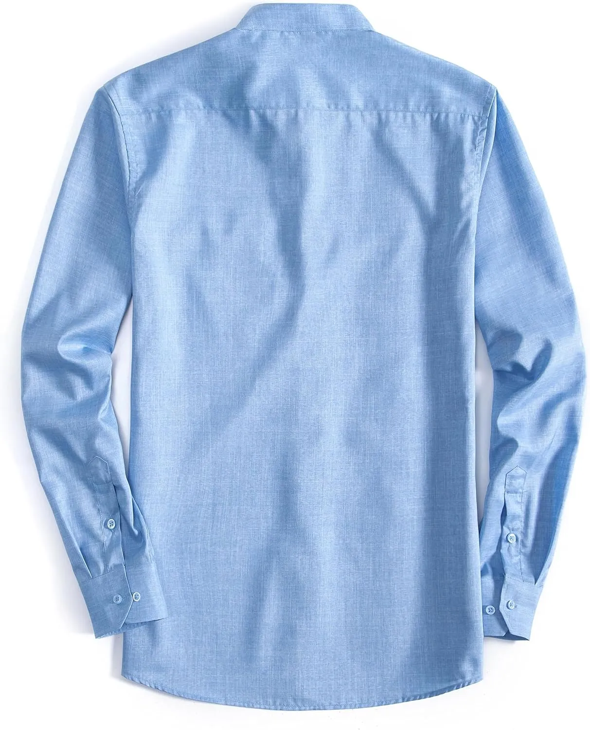 Men’s Long Sleeve Banded Collar(Mandarin Collar) Casual Linen Blended Shirts with Pocket