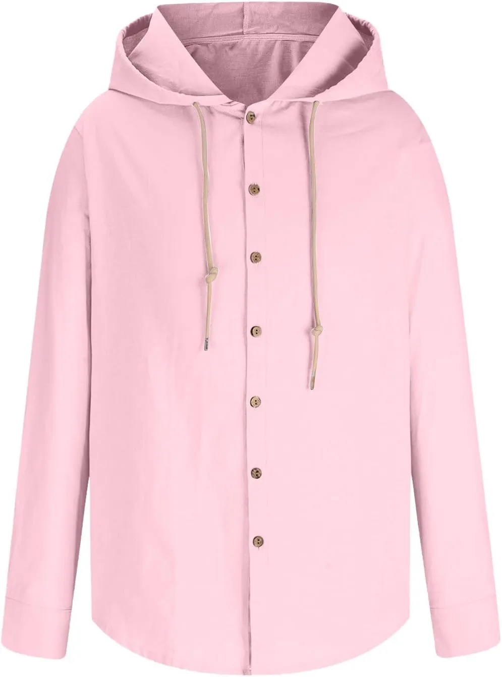 Men's Long Sleeve Button Down Hoodie Shirts Dressy Casual 2024 Rolled Up Sleeve Drawstring Hooded Shirt Tops