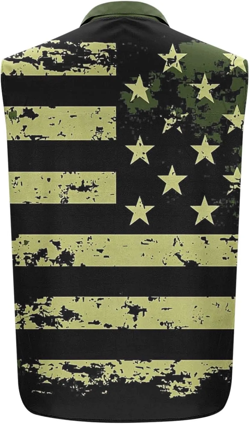 Mens Muscle Tank Tops American Flag Graphic Cargo Shirts Sleeveless Independence Patriotic Shirts 4th of July Outfits