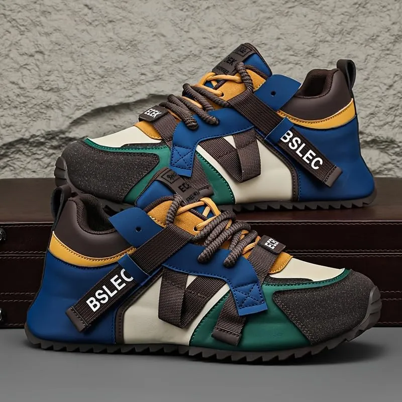 Men's Plus Size Fashion Sneakers - Versatile, Non-Slip Casual Shoes for All Seasons, Lace-Up with Faux Leather Upper