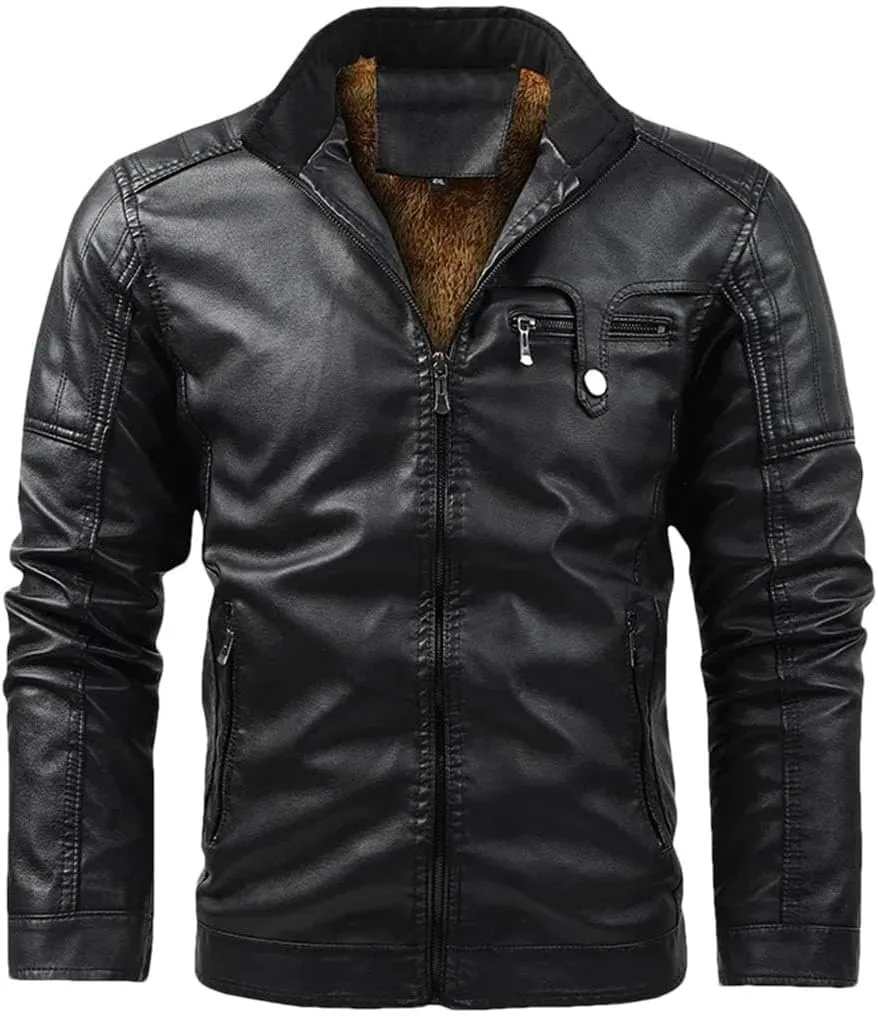 Men's PU Faux Classic Vintage Plus Thick Suede Coat Design For Style Winter Fleece Leather Jacket