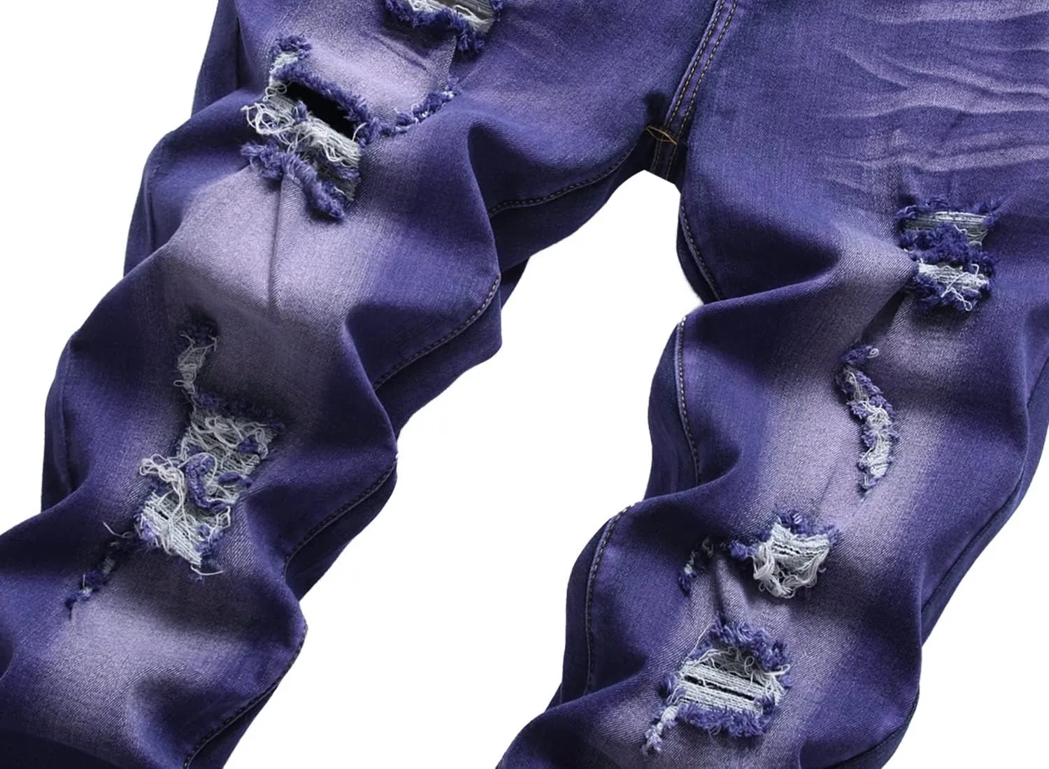 Men's Ripped Jeans,Slim Fit Distressed Straight Leg Fashion Denim Pants