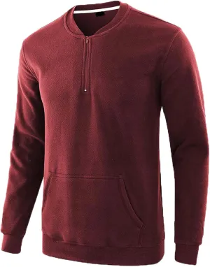 Mens Shirts Long Sleeve Casual Stylish Quarter Zip Pullover Sweatshirt Fashion Solid Outdoor Sport Hooded Shirt