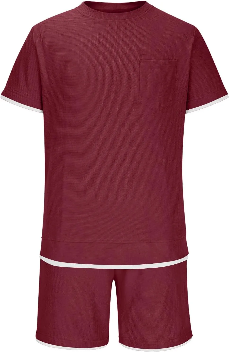 Mens Short Sets 2 Piece Outfits Stylish Textured Summer Lounge Clothing Sets T-Shirt and Shorts Athletic Tracksuit