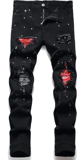Men's Slim Fashion Ripped Straight Holes Stretchy Jeans