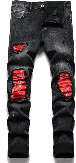 Men's Slim Fashion Ripped Straight Holes Stretchy Jeans