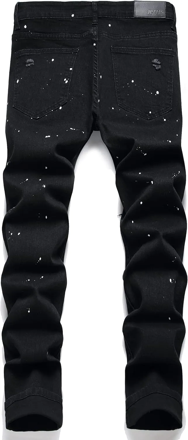 Men's Slim Fashion Ripped Straight Holes Stretchy Jeans