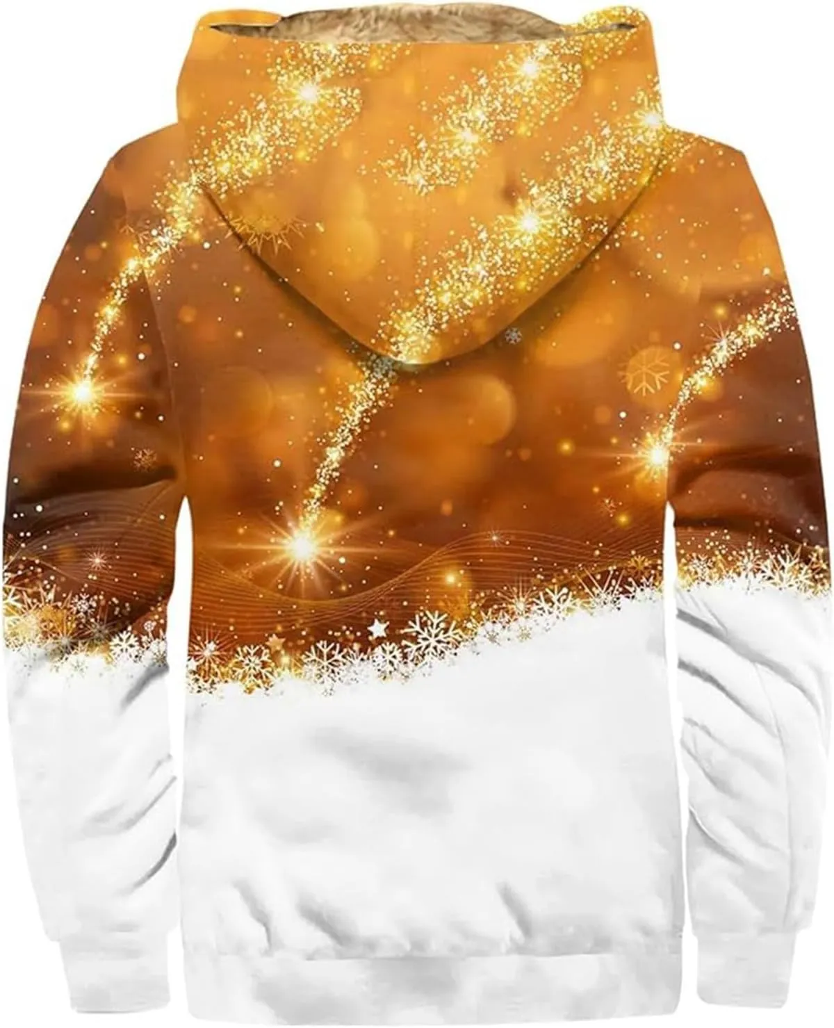 Men's Snowflake Christmas Tree Print Xmas Sweatshirt Christmas Fleece Hoodie Jacket Holiday Party Thermal Outfits