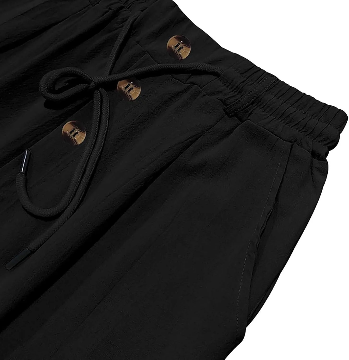 Mens Summer Beach Linen Pants Drawstring Elastic Waist Button Down Casual Trousers Lightweight Loose Fit Yoga Pants