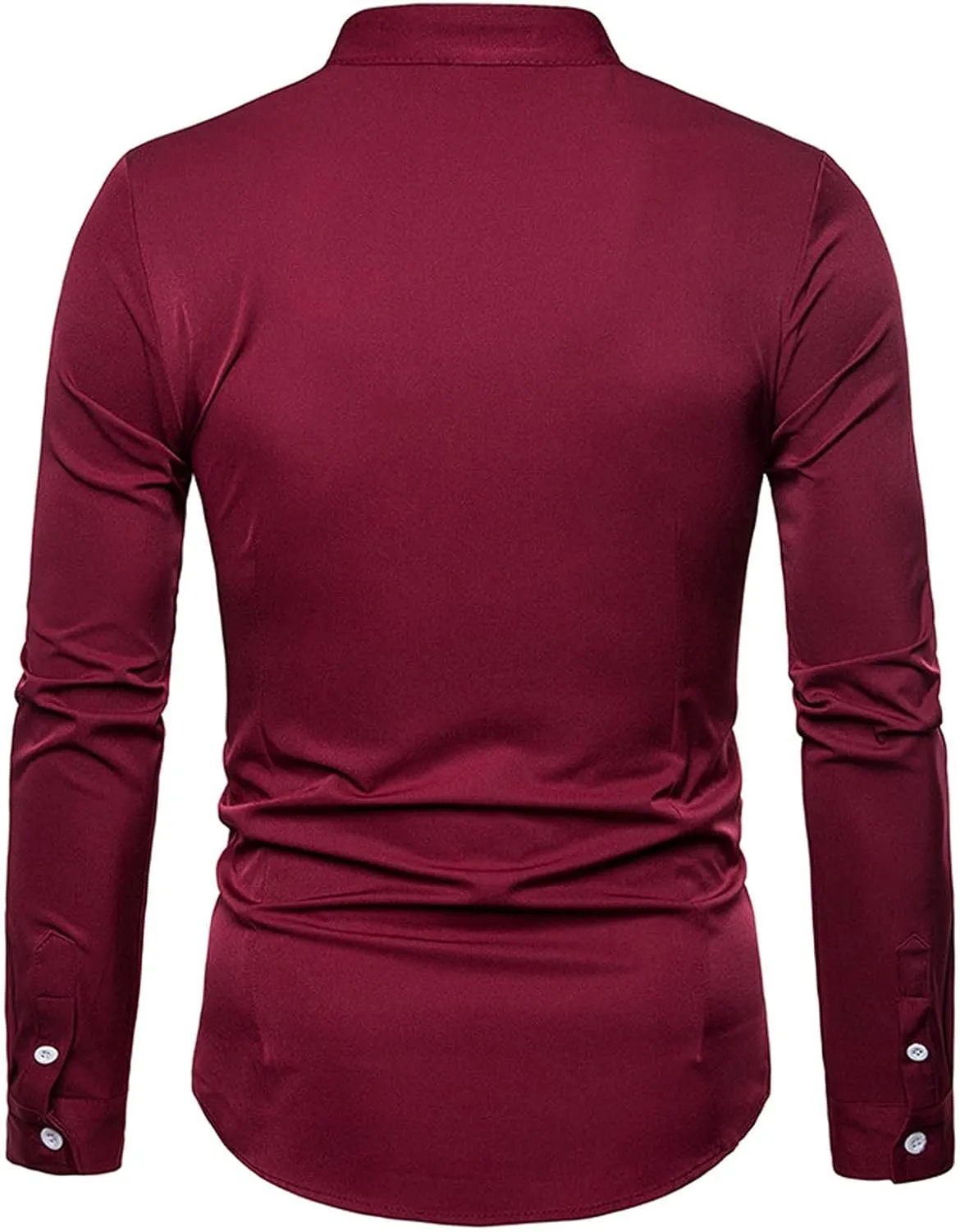 Mens T Shirts Casual Floral Embroidery Long Sleeve Dress Shirt Slim Fit Solid Button Up Tees Shirt Trendy Clothes